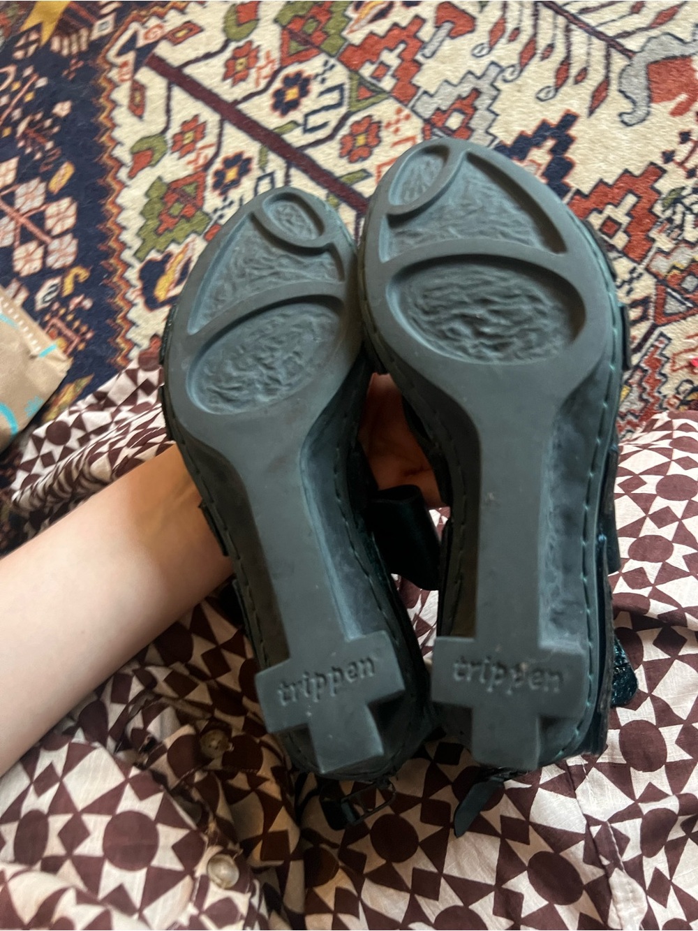 Trippen Tough F Metallic Teal Strappy Wedge Sandal, size 37 - Picture 3 of 5